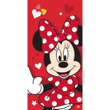 JERRY FABRICS Crveni pamučan dječji ručnik, 70x140 cm Minnie "Red heart"